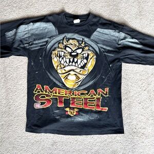 American Steel Tasmanian Devil Vintage Graphic Looney Tunes Long Sleeve Tee